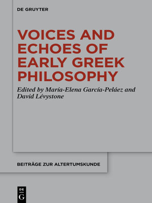 cover image of Voices and Echoes of Early Greek Philosophy